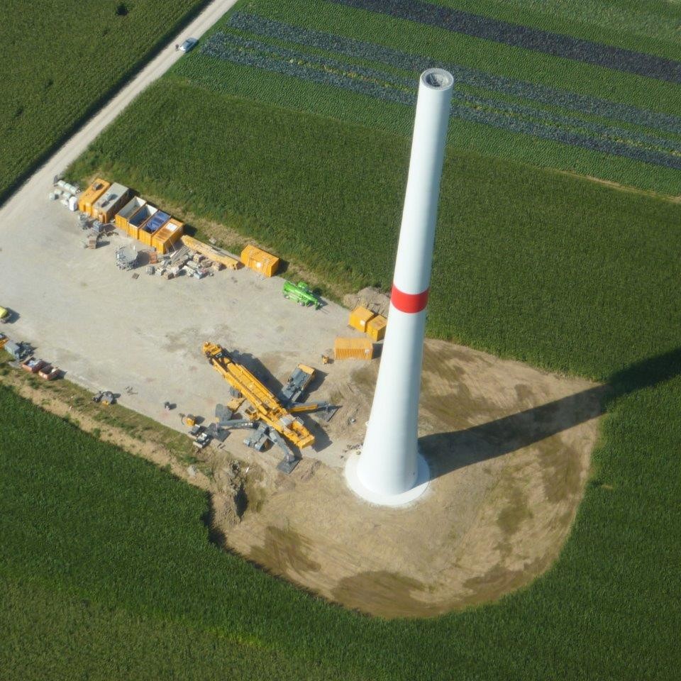 Betonturmbau Luftbild, Lamerdingen